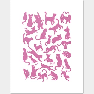 Pink Cat Pattern Posters and Art